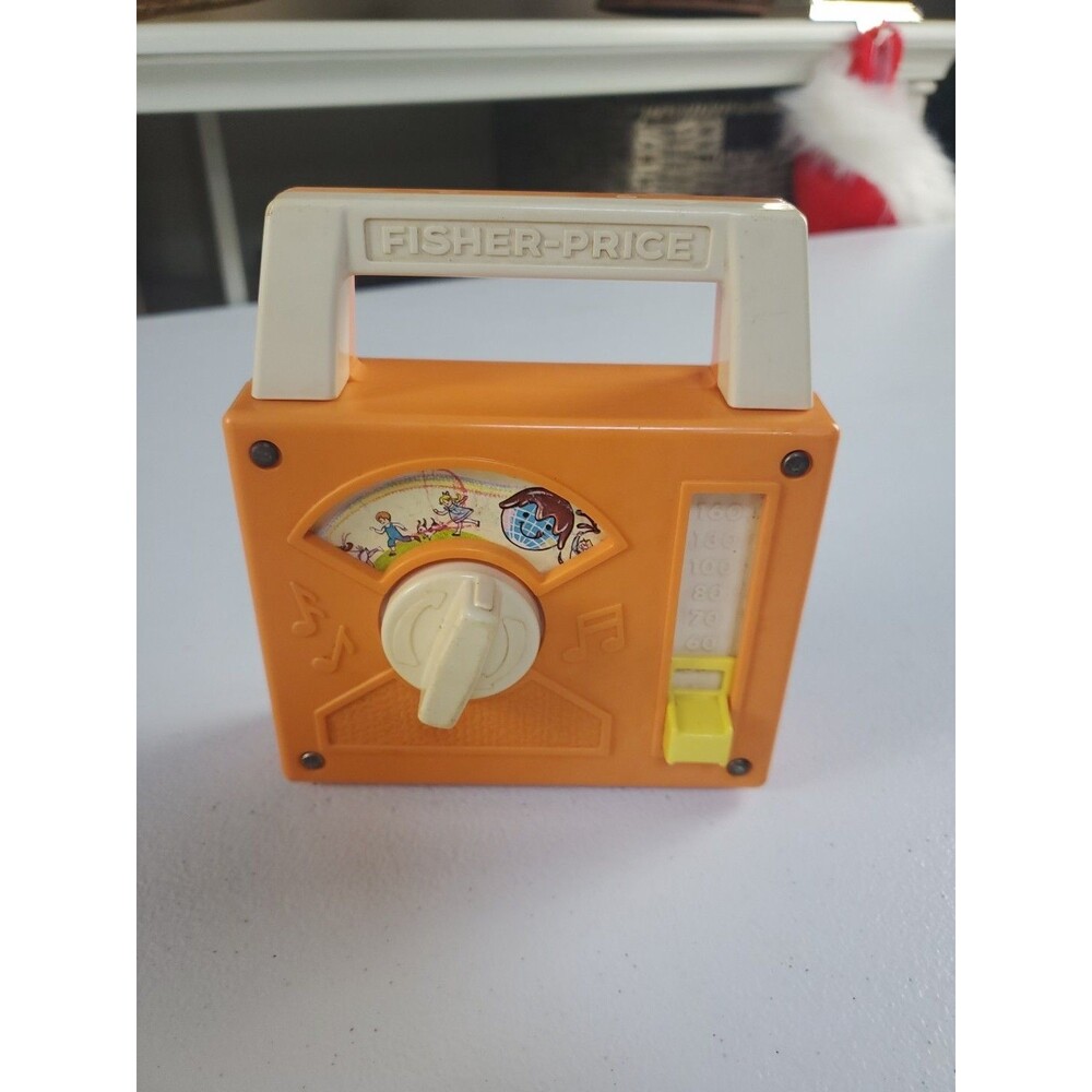 1978 Fisher Price 790 The Candy Man Wind Up Radio Orange Music Box ( It Plays)